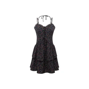 SINBOS Slip Dress Women's Black Floral