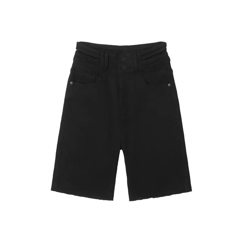 MEETLADY Denim Shorts Women's Black-0