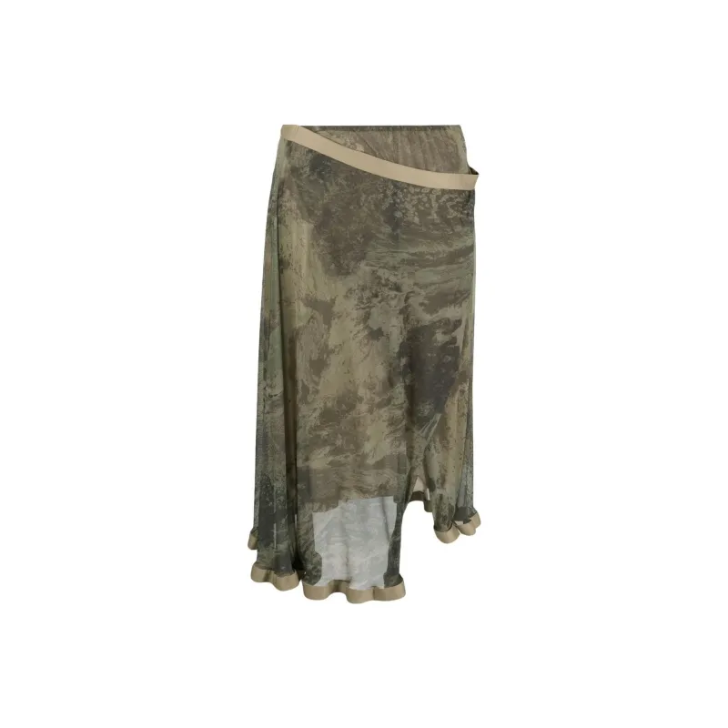 DIESEL Casual Long Skirts Women's Khaki Green-0