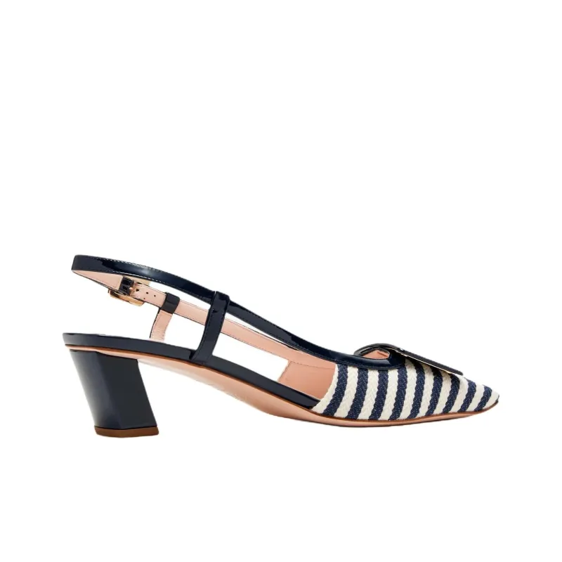 Roger Vivier Belle Vivier Block Heel High Heels 4.5cm Women's Blue White-2