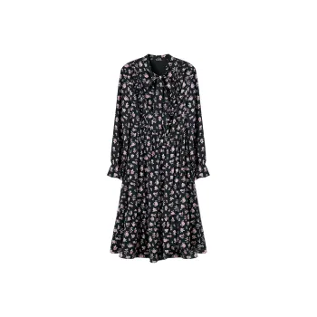 XIANGYING Long Sleeved Dress Women's Black