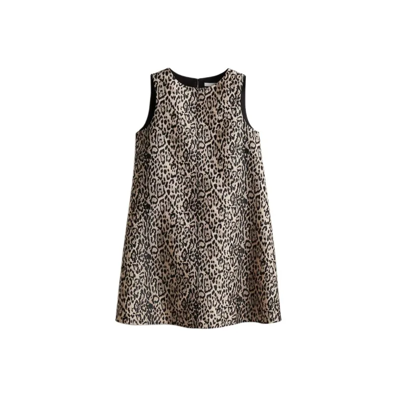 H&M Sleeveless Dress Women's Black/Leopard Print-0