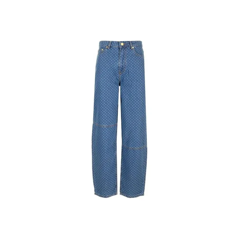GANNI Jacquard Denim Stary Jeans-0