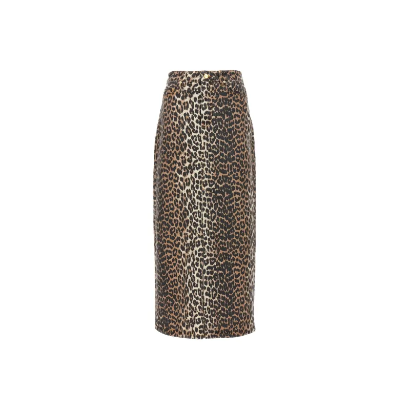 GANNI Printed Georgette Skirt 'Leopard'-0