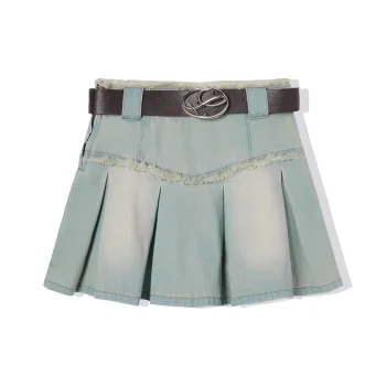 LA CRAWFISH Denim Dresses & Skirts Women's Washed Denim Blue