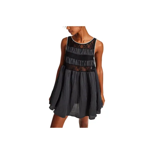 FREE PEOPLE Current Obsession Mini Slip Sleeveless Dress Women's Black