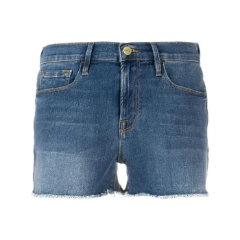 FRAME Unfinished Hem Denim Shorts