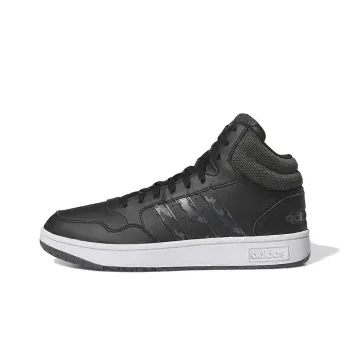 Adidas HOOPS 3.0 Anti Slip Wear Resistant Mid Top Skateboard Shoes Men's Black
