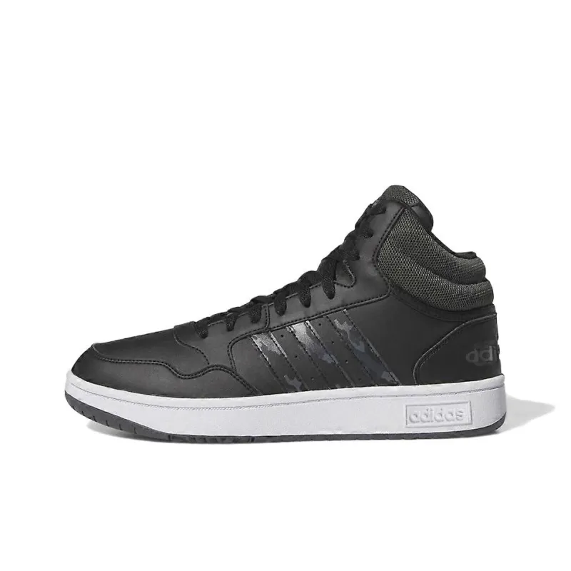 Adidas HOOPS 3.0 Anti Slip Wear Resistant Mid Top Skateboard Shoes Men's Black-0