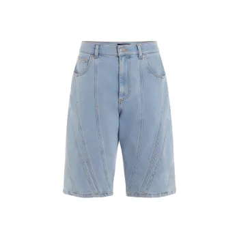Mugler Panelled Denim Shorts
