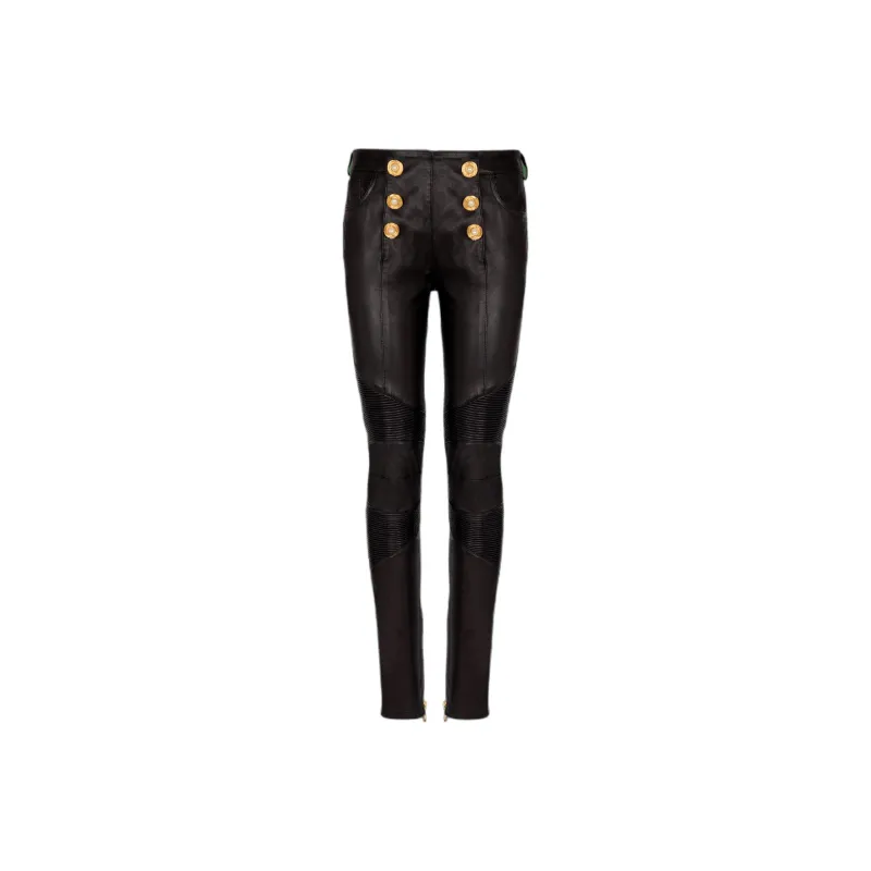 BALMAIN Leather Skinny Trousers-0