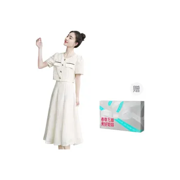 Cypress House Short Sleeved Skirt Set Women's Apricot