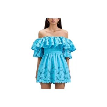 Self portrait Short Sleeved Dresses Women's Sky Blue
