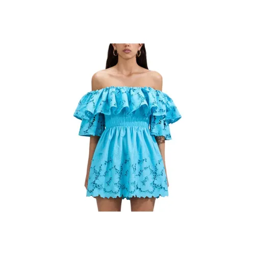 Self-portrait Short-Sleeved Dresses Women's Sky Blue