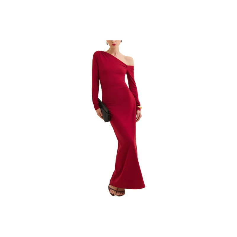 REFORMATION Ayden Knit Dress Long Sleeved Dress Women's Red-0