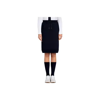 THOM BROWNE Tonal 4 Bar Loopback Cotton Skirt