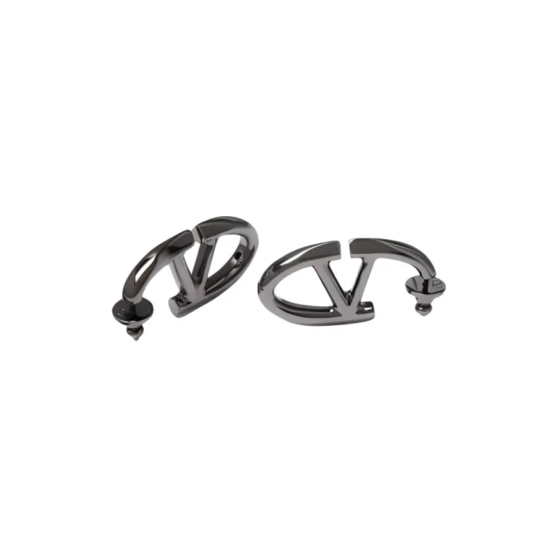 Valentino Brass Earrings Women's Black-0
