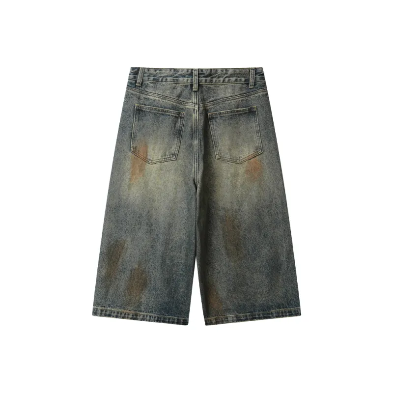 HKRXEC Denim Shorts Unisex Nostalgic Blue-1