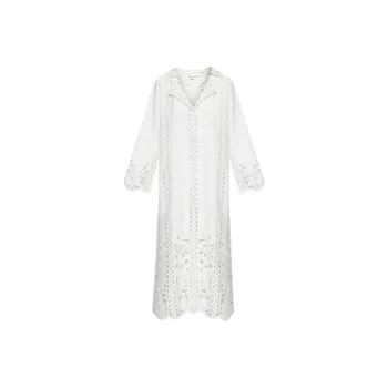 OSCAR DE LA RENTA Floral Guipure-lace Tunic Midi Dress