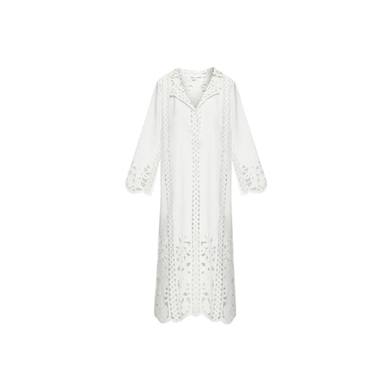 OSCAR DE LA RENTA Floral Guipure-lace Tunic Midi Dress-0