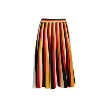 Chloé Pleated Flared Midi Skirt