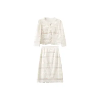 XIANGYING Skirt Set Women's Beige