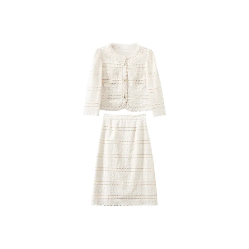 XIANGYING Skirt Set Women's Beige-0