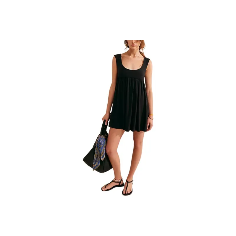 FREE PEOPLE Mazarine Mini Sleeveless Dress Women's Black-0