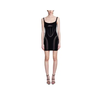 Mugler X Mugler Semi sheer Panelled Minidress