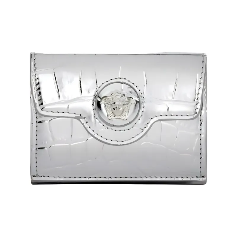 FANSIZHE La Medusa Calfskin Wallet Women's Silver-0