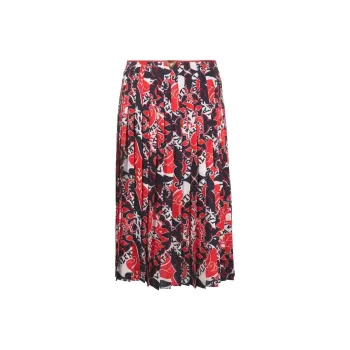 Valentino Archive Manifesto High Waist Pleated Skirt