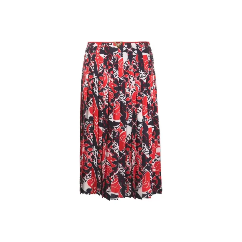 Valentino Archive Manifesto High Waist Pleated Skirt-0