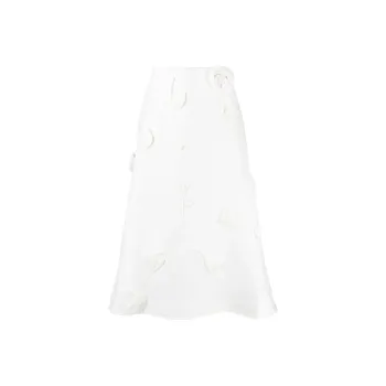 Zimmermann Matchmaker Floral-appliqué Linen Skirt
