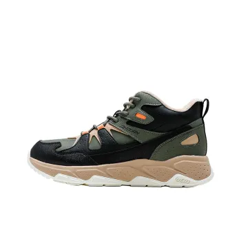 QIAODAN Anti Slip Wear Resistant High Top Casual Shoes Men's Black Green