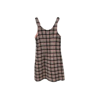 CHANEL Slip Dress Women's Gold Pink