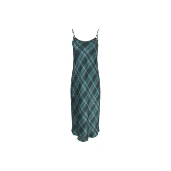 VINCE Plaid Lace trim Midi Dress
