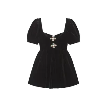 Self portrait Short Sleeved Dress Women's Classic Black