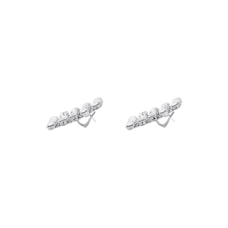 Balenciaga Silver Plated, Brass, Glass, Stainless Steel, Rhinestone Earrings Women's Silver-2