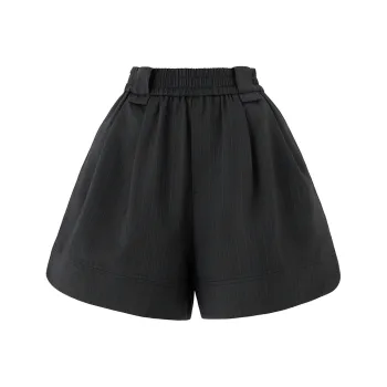 SOON FLOWER Casual Shorts Women's Black Stripes Pattern
