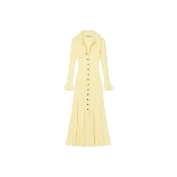 Self portrait Long Sleeved Dress Women's Cream Yellow