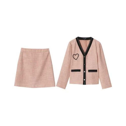 OUNIXUE Two Piece Skirt Sets Women's Orange Pink