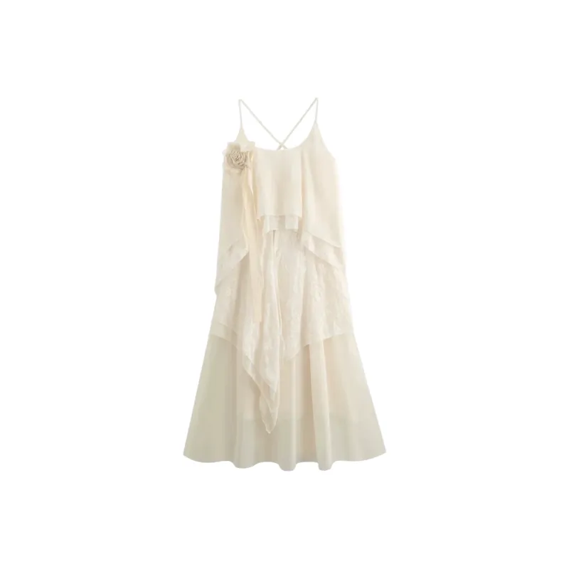 GLEE DIARY Slip Dress Women's Beige-0