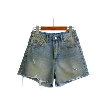 Ran and pure Denim Shorts Women's Nostalgic Vintage Blue