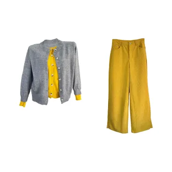 POPO.INFO Casual Suit Women's Gray & Yellow