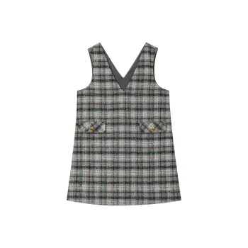ELF SACK Sleeveless Dress Women's Plaid Yellow Gray