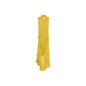 Blumarine Pleated Asymmetric Midi Dress