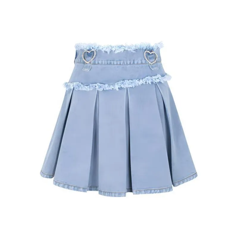XANDRA Denim Short Skirts Women's Peacock Blue-0