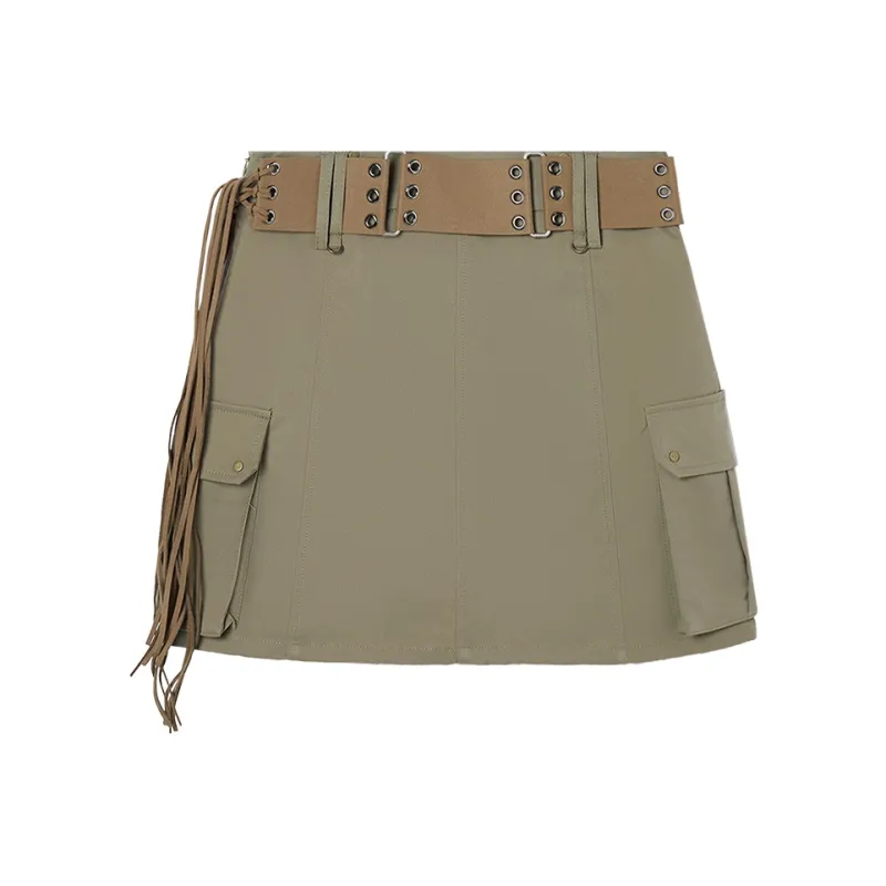 EPTISON WOMAN Cargo Short Skirts Women's Khaki Green-0