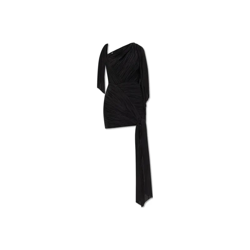 CULT GAIA Wonder Asymmetric Pleated Midi Dress-0