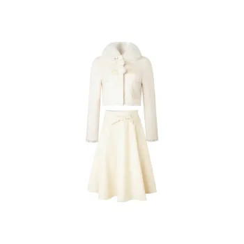 AooRaa Skirt Set Women's Milk White
